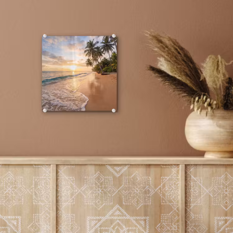 Strand - Zonsondergang - Tropisch - Natuur - Goud plexiglas 5mm klein -sfeer5