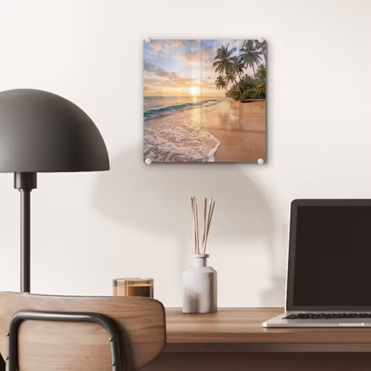 Strand - Zonsondergang - Tropisch - Natuur - Goud plexiglas 5mm klein -sfeer6