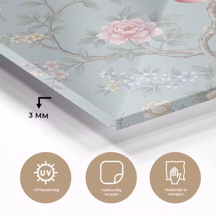 Vogel - Bloemen - Kleurrijk plexiglas 5mm klein -sfeer2