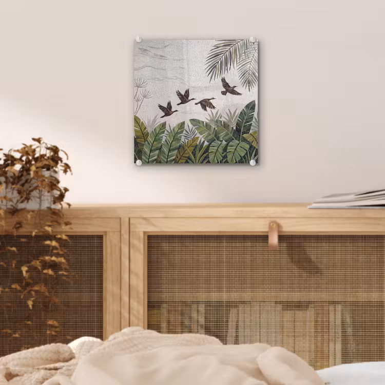 Vogel - Vliegend - Tropisch - Mozaïek - Groen plexiglas 5mm klein -sfeer4