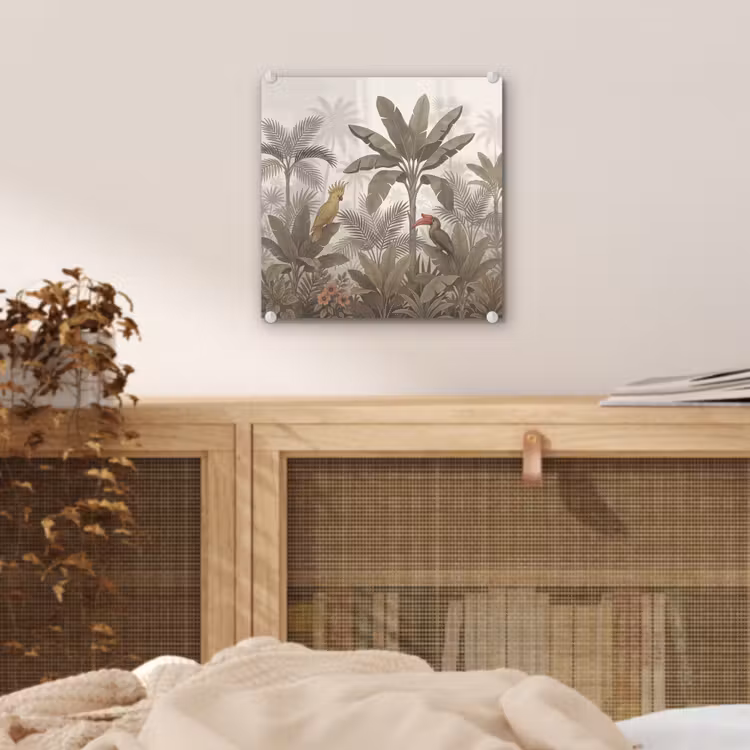 Vogel - Jungle - Tropisch - Illustratie - Groen plexiglas 5mm klein -sfeer4