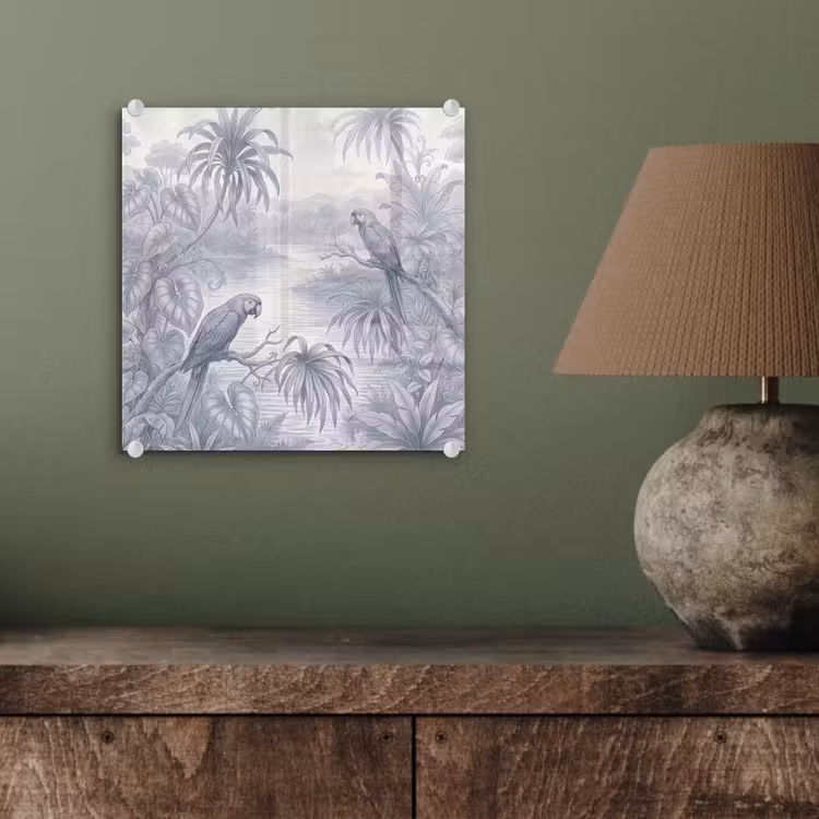 Vogel - Rivier - Tropisch - Illustratie - Blauw plexiglas 5mm klein -sfeer3