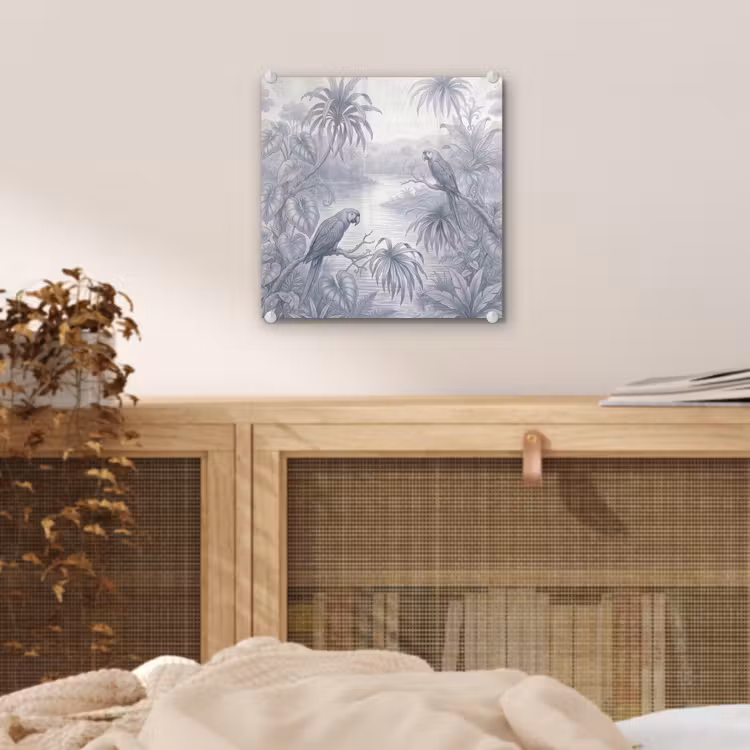 Vogel - Rivier - Tropisch - Illustratie - Blauw plexiglas 5mm klein -sfeer4