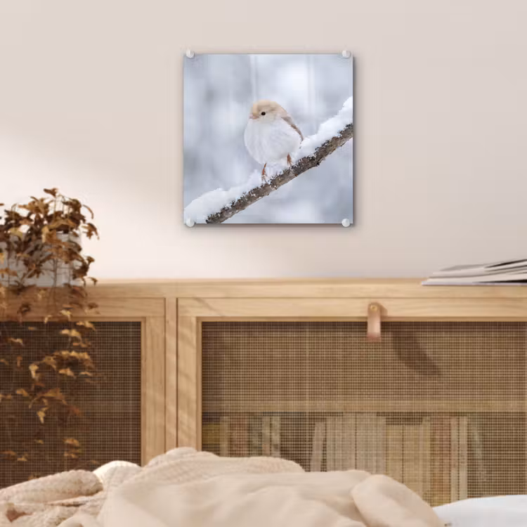 Vogeltje - Sneeuw - Tak - Winter - Zacht plexiglas 5mm klein -sfeer4