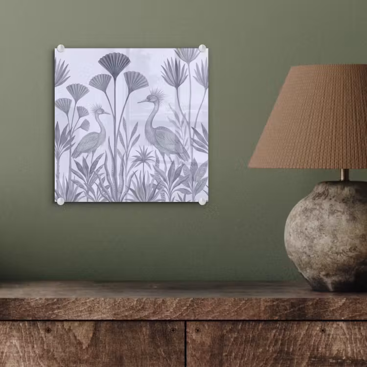 Vogel - Tropisch - Illustratie - Blauwgrijs - Natuur plexiglas 5mm klein -sfeer3