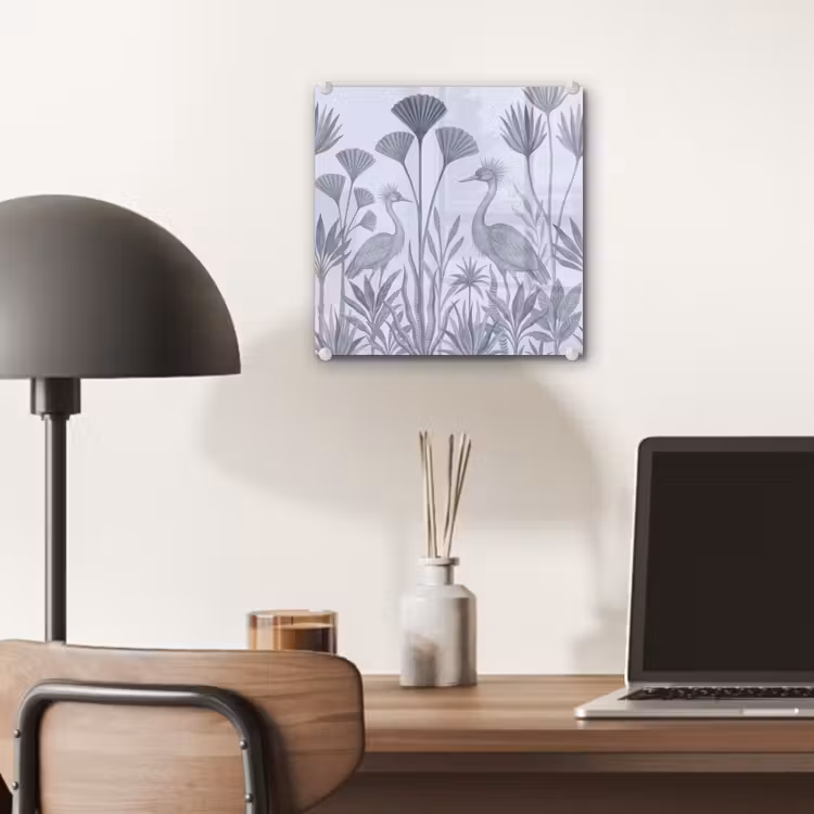 Vogel - Tropisch - Illustratie - Blauwgrijs - Natuur plexiglas 5mm klein -sfeer6