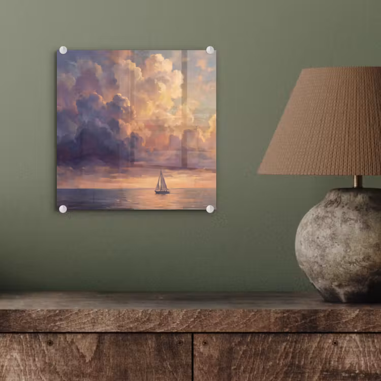 Boot - Zonsondergang - Zee - Natuur - Goud plexiglas 5mm klein -sfeer3