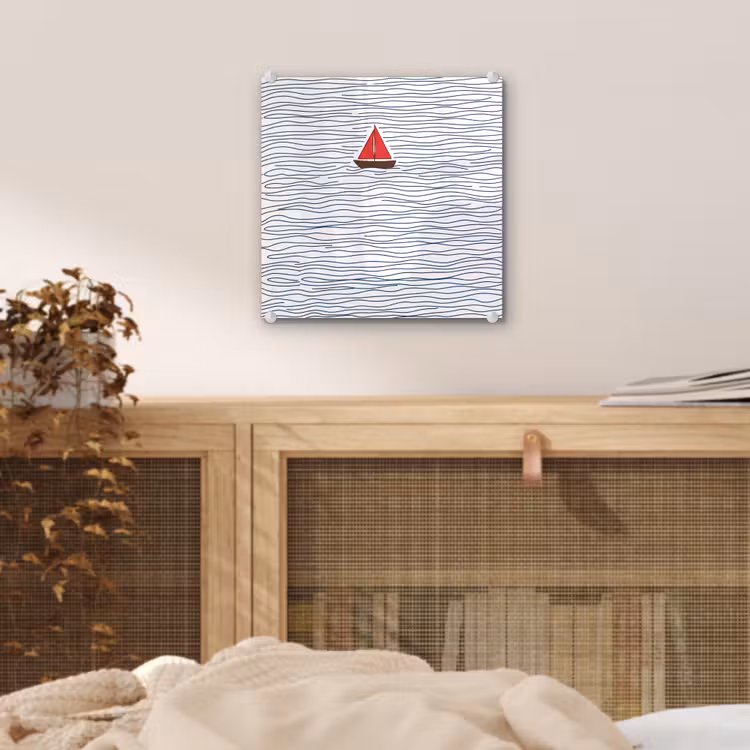 Boot - Water - Rood - Illustratie - Minimalistisch plexiglas 5mm klein -sfeer4
