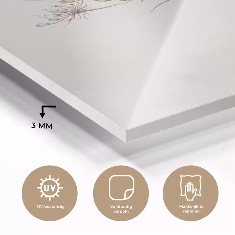 Vlinder - Bloem -Natuur - Beige plexiglas 5mm klein -sfeer2