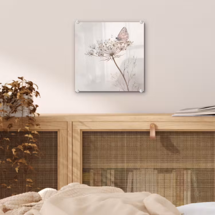 Vlinder - Bloem -Natuur - Beige plexiglas 5mm klein -sfeer4