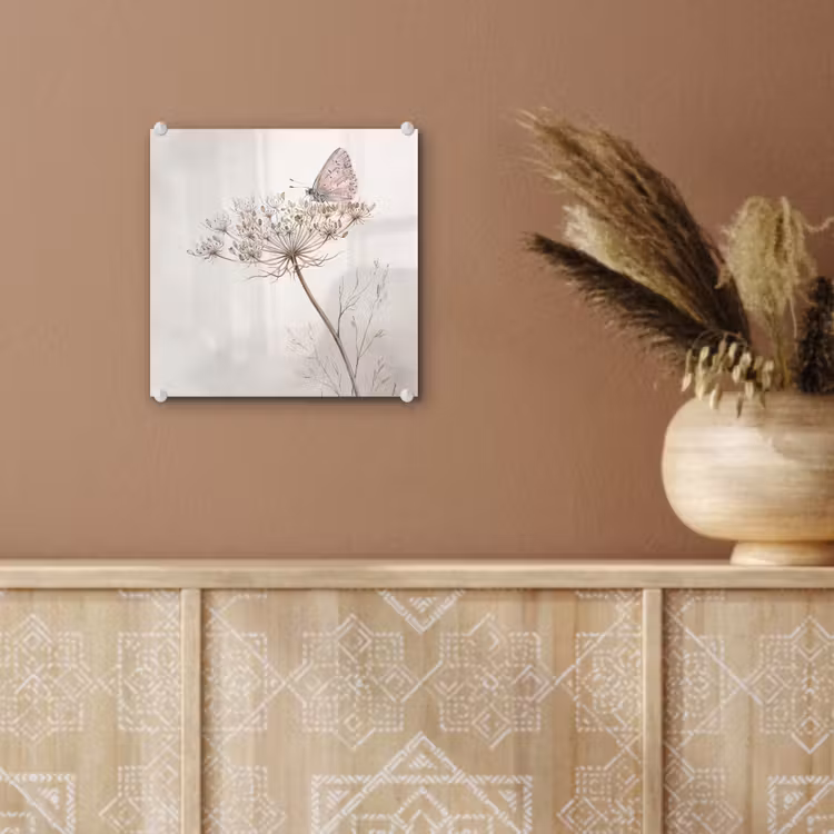 Vlinder - Bloem -Natuur - Beige plexiglas 5mm klein -sfeer5