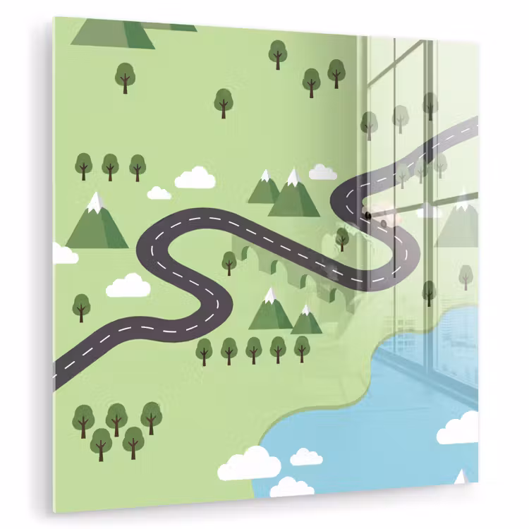 Auto - Bergweg - Natuur - Illustratie plexiglas 5mm klein -zzzproduct_nieuw