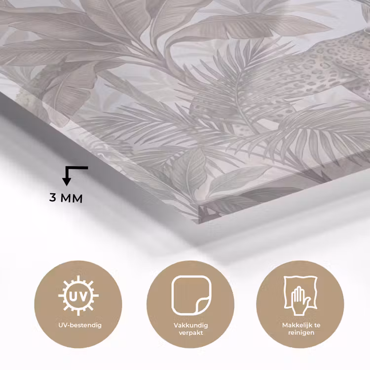Kat - Vogel - Jungle - Illustratie - Dieren plexiglas 5mm klein -sfeer2