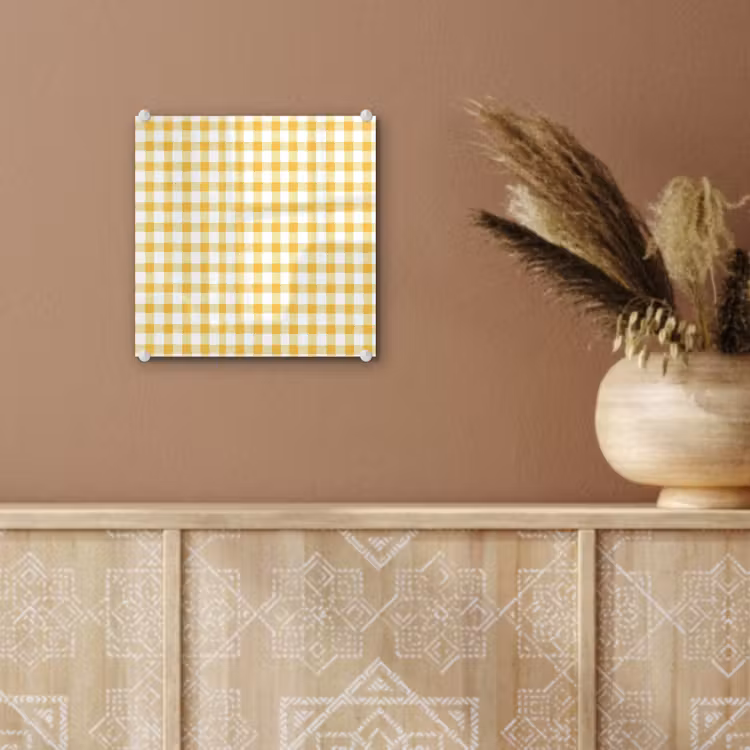 Ruit - Gingham - Klassiek - Geel en Wit plexiglas 5mm klein 11 -sfeer5
