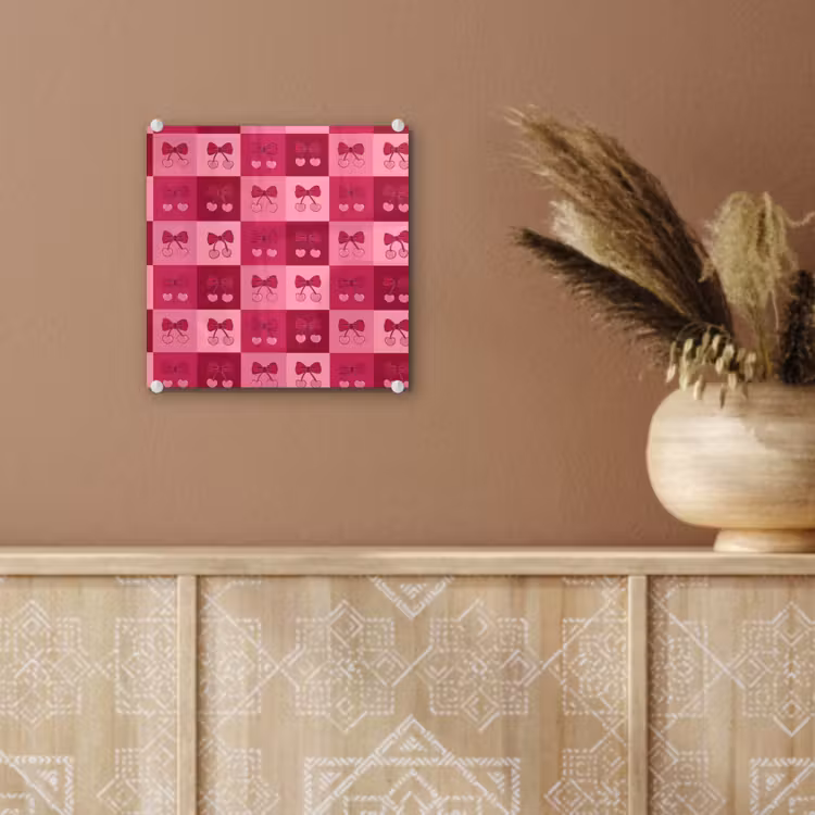 Kersen - Strikjes - Speels - Roze - Bordeaux plexiglas 5mm klein 11 -sfeer5