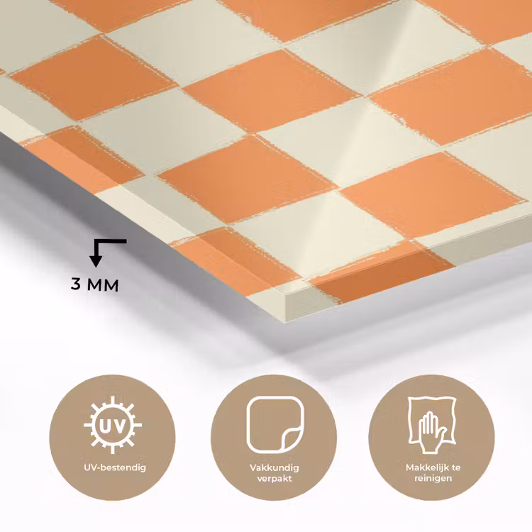 Schaak - Patroon - Oranje plexiglas 5mm klein 11 -sfeer2