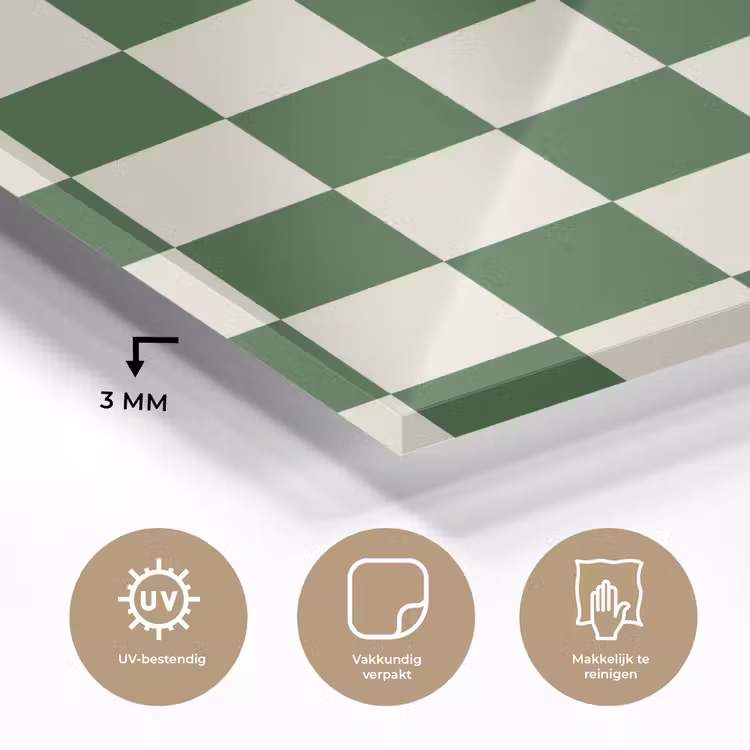 Schaakbord - Patroon - Groen plexiglas 5mm klein 11 -sfeer2