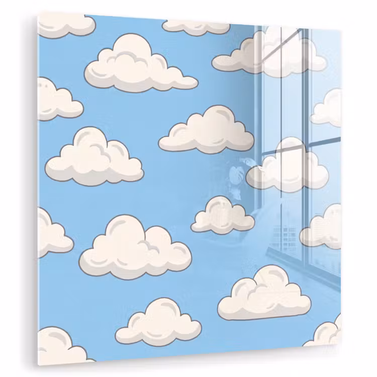 Wolk - Cartoon - Lucht - Blauw - Wit plexiglas 5mm klein -zzzproduct_nieuw