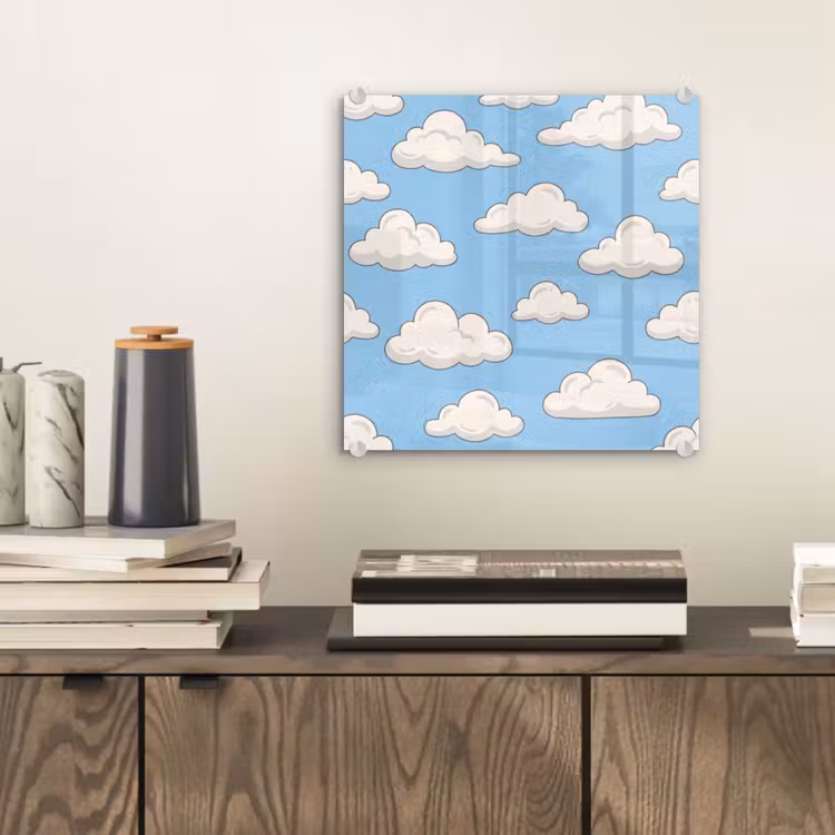Wolk - Cartoon - Lucht - Blauw - Wit plexiglas 5mm klein -sfeer1