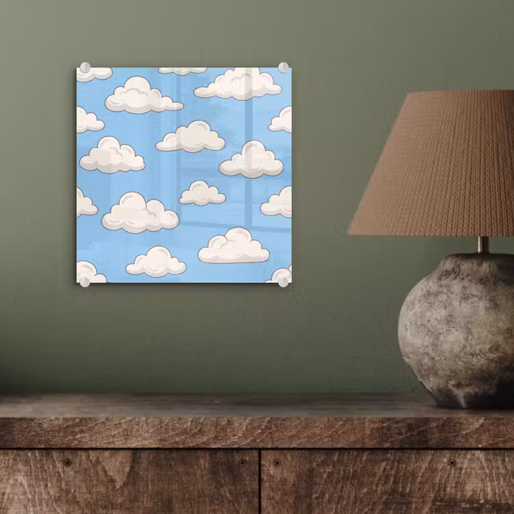 Wolk - Cartoon - Lucht - Blauw - Wit plexiglas 5mm klein -sfeer3