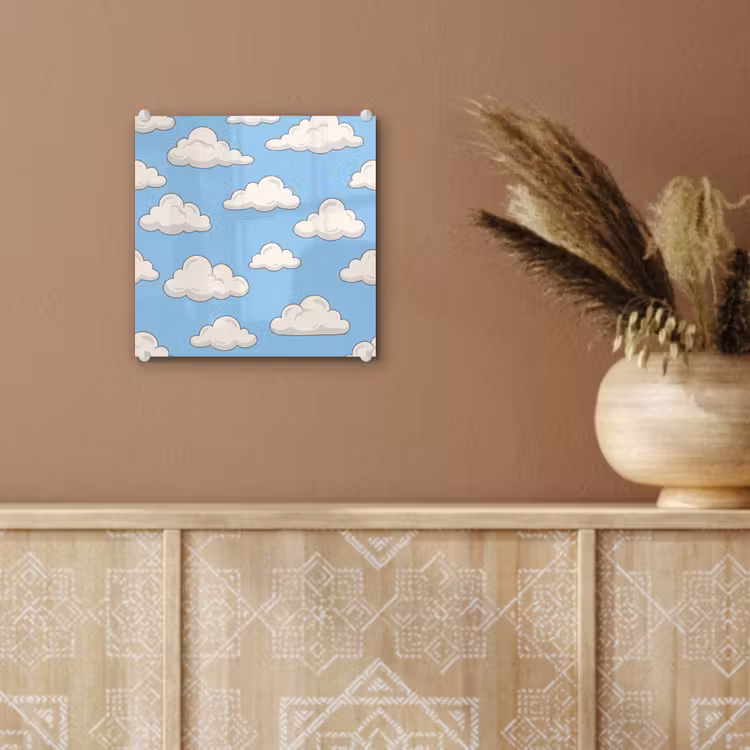 Wolk - Cartoon - Lucht - Blauw - Wit plexiglas 5mm klein -sfeer5