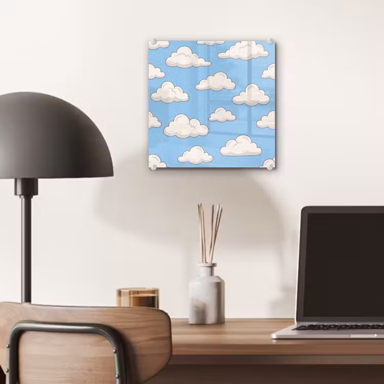 Wolk - Cartoon - Lucht - Blauw - Wit plexiglas 5mm klein -sfeer6
