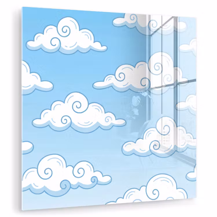Wolk - Lucht - Cartoon - Blauw - Wit plexiglas 5mm klein -zzzproduct_nieuw