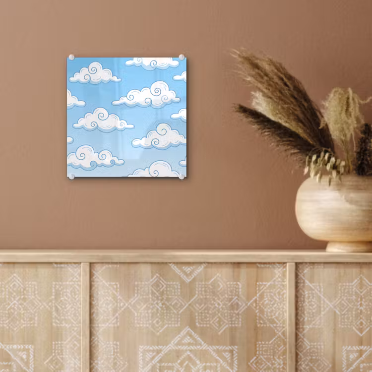Wolk - Lucht - Cartoon - Blauw - Wit plexiglas 5mm klein -sfeer5