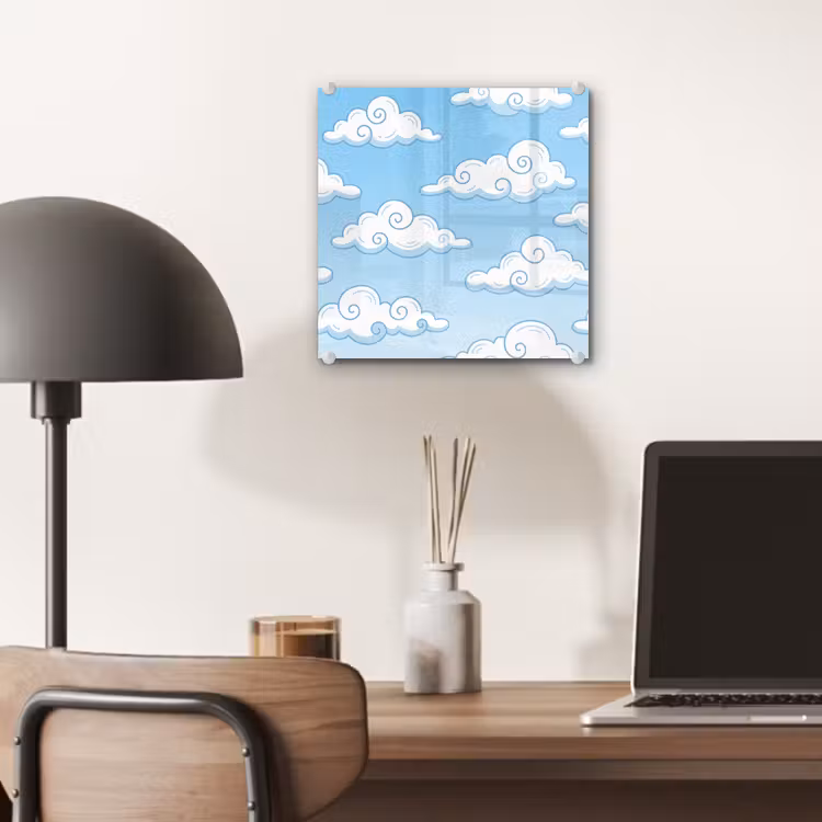 Wolk - Lucht - Cartoon - Blauw - Wit plexiglas 5mm klein -sfeer6