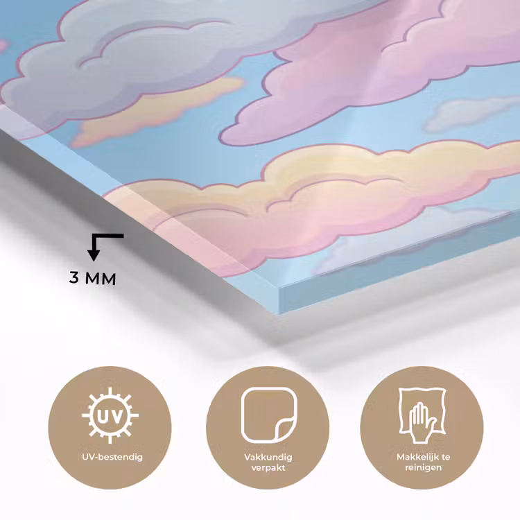 Wolk - Lucht - Natuur - Illustratie - Pastel plexiglas 5mm klein -sfeer2