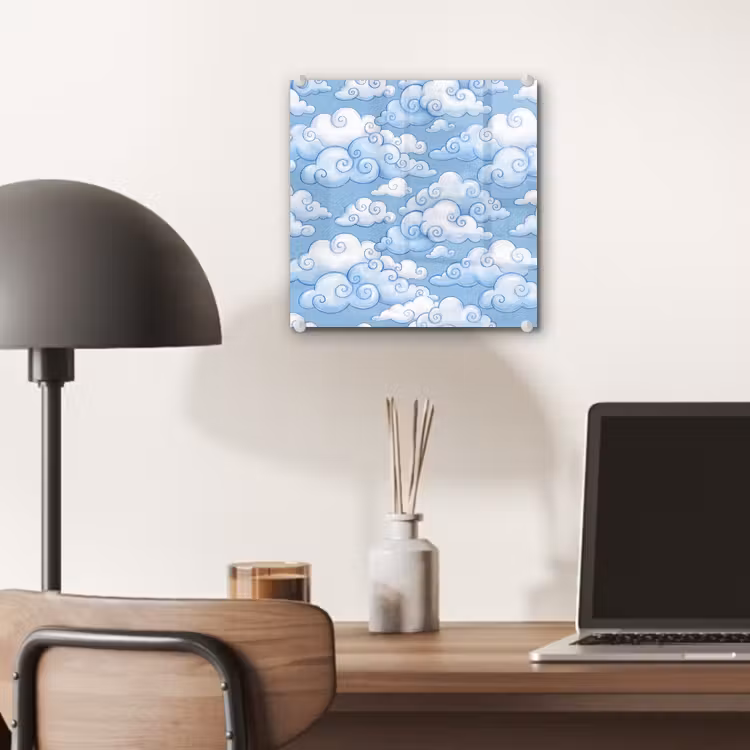 Wolken - Patroon - Hemel - Illustratie - Wit plexiglas 5mm klein -sfeer6