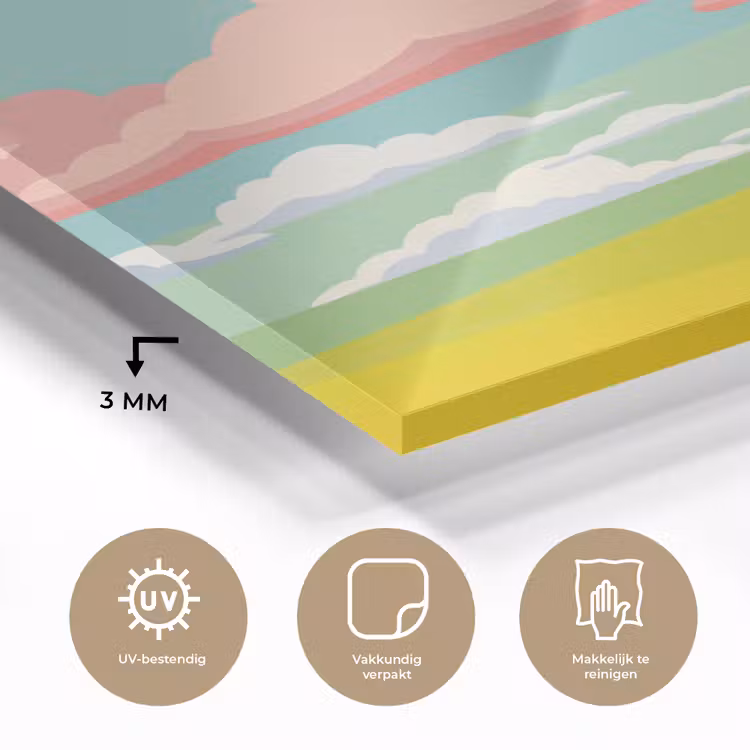 Wolken - Roze - Natuur - Modern - Pastel plexiglas 5mm klein -sfeer2