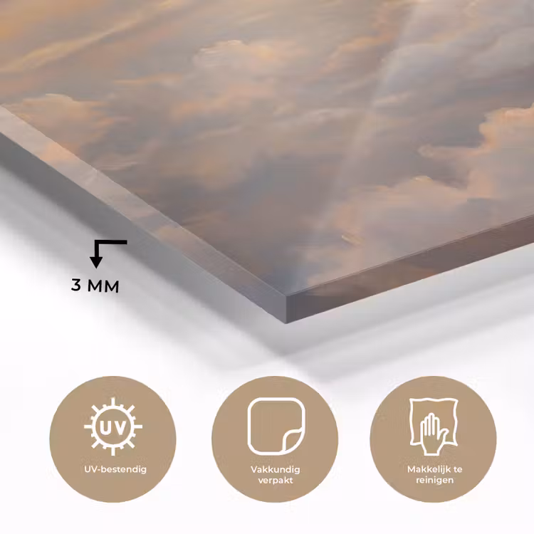Wolken - Zonsondergang - Natuur - Abstract - Goud plexiglas 5mm klein -sfeer2