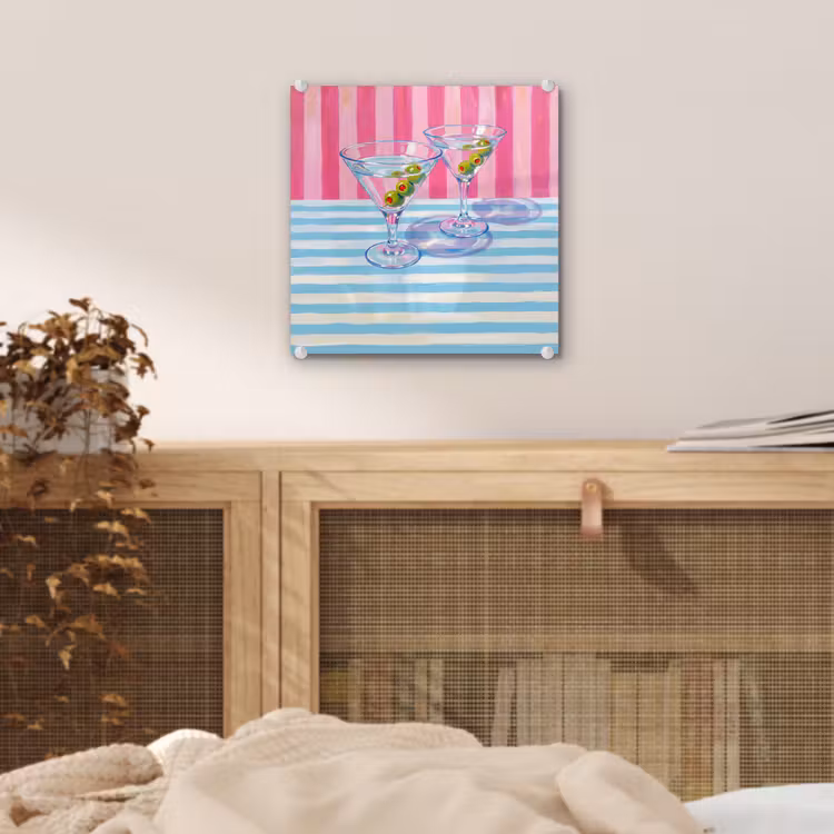 Cocktail - Olijven - Kunst - Modern - Roze plexiglas 5mm klein -sfeer4