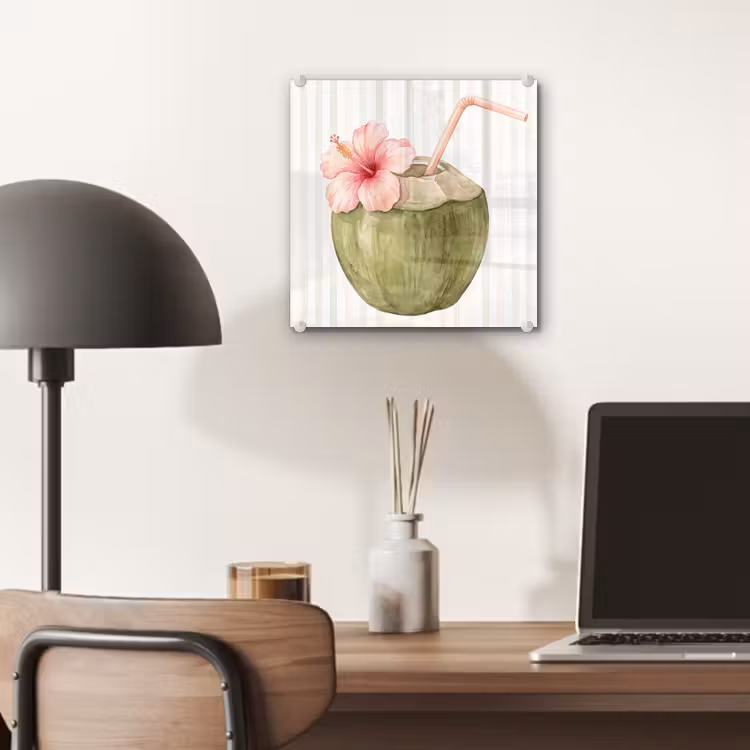 Kokosnoot - Drank - Tropisch - Illustratie - Zomer plexiglas 5mm klein -sfeer6