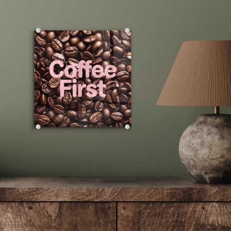 Coffee First - Koffiebonen - Roze plexiglas 5mm klein -sfeer3