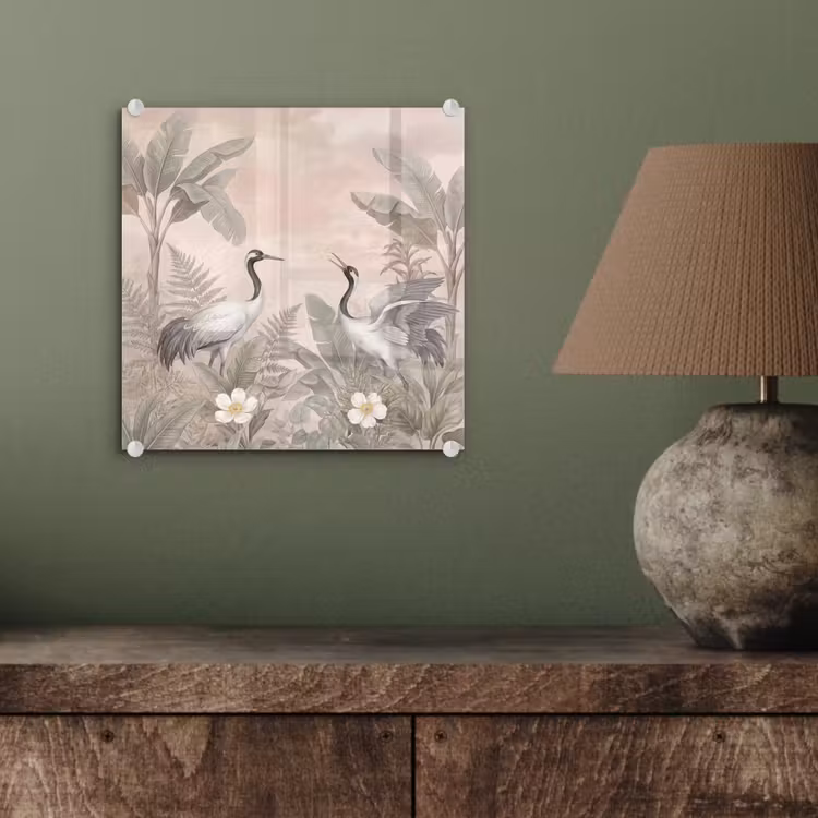Kraanvogels - Natuur - Roze plexiglas 5mm klein -sfeer3