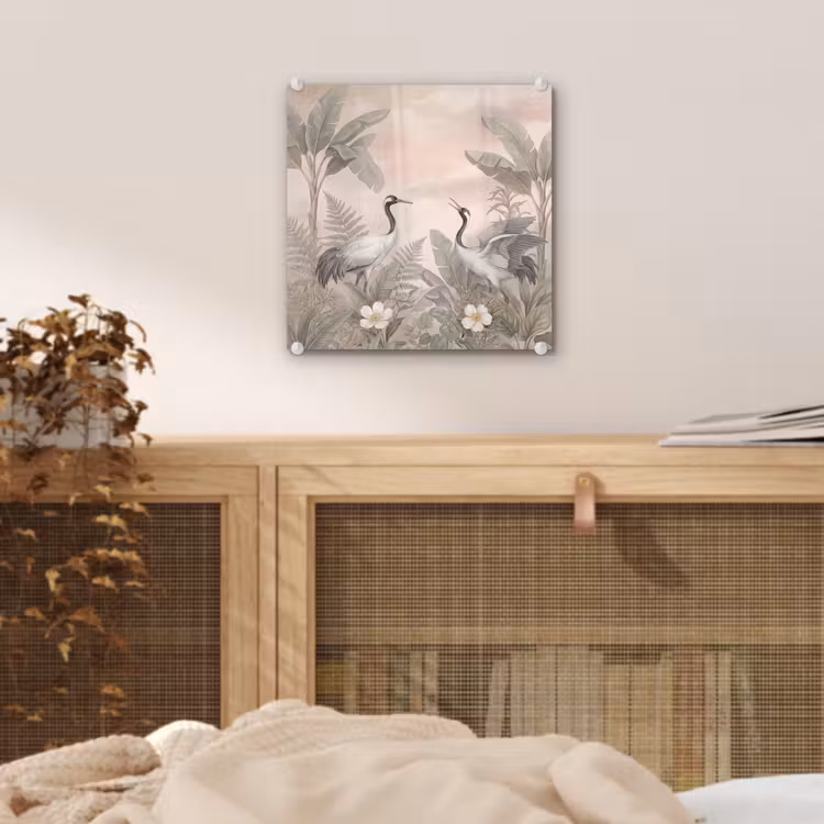 Kraanvogels - Natuur - Roze plexiglas 5mm klein -sfeer4