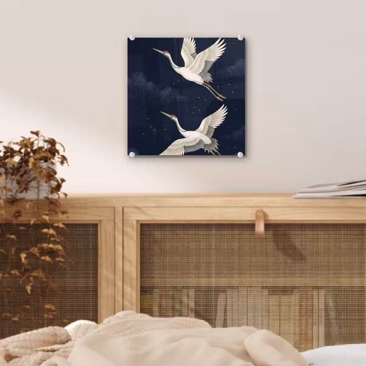 Kraanvogels - Nachthemel - Blauw plexiglas 5mm klein -sfeer4