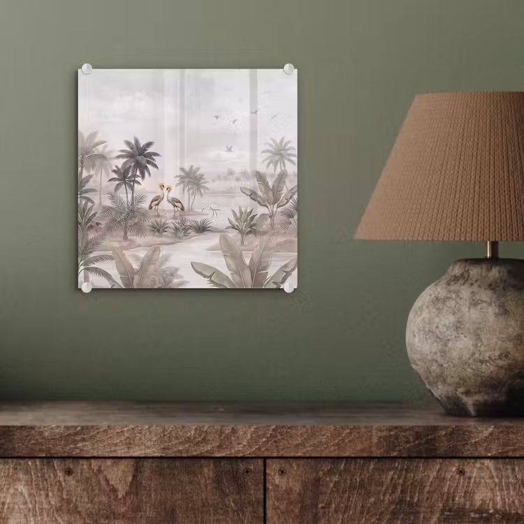 Kraanvogels - Palmbomen - Tropisch plexiglas 5mm klein -sfeer3