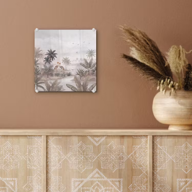 Kraanvogels - Palmbomen - Tropisch plexiglas 5mm klein -sfeer5