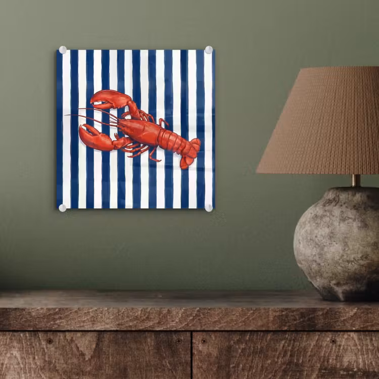 Schaaldier - Kreeft - Marine - Illustratie - Rood plexiglas 5mm klein -sfeer3