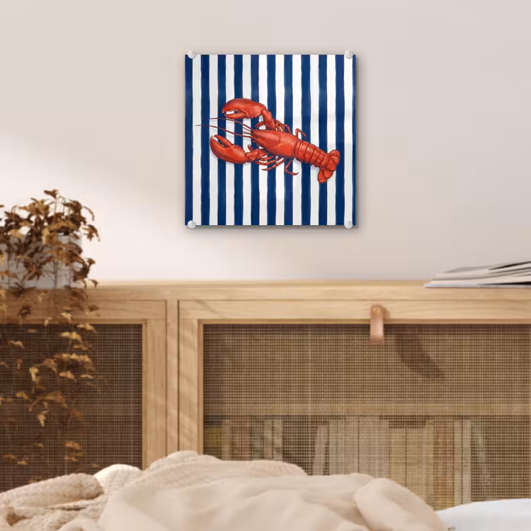 Schaaldier - Kreeft - Marine - Illustratie - Rood plexiglas 5mm klein -sfeer4