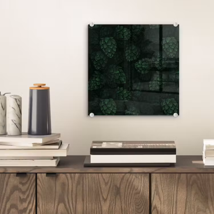 Donker - Groen - Hopbellen - Botanisch - Illustratie plexiglas 5mm klein 11 -sfeer1