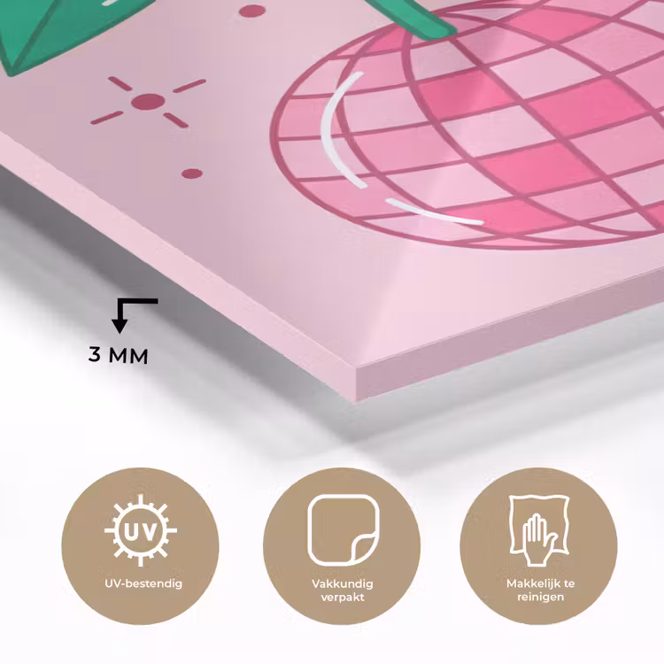 Decoratie - Disco-bal - Feest - Roze plexiglas 5mm klein -sfeer2