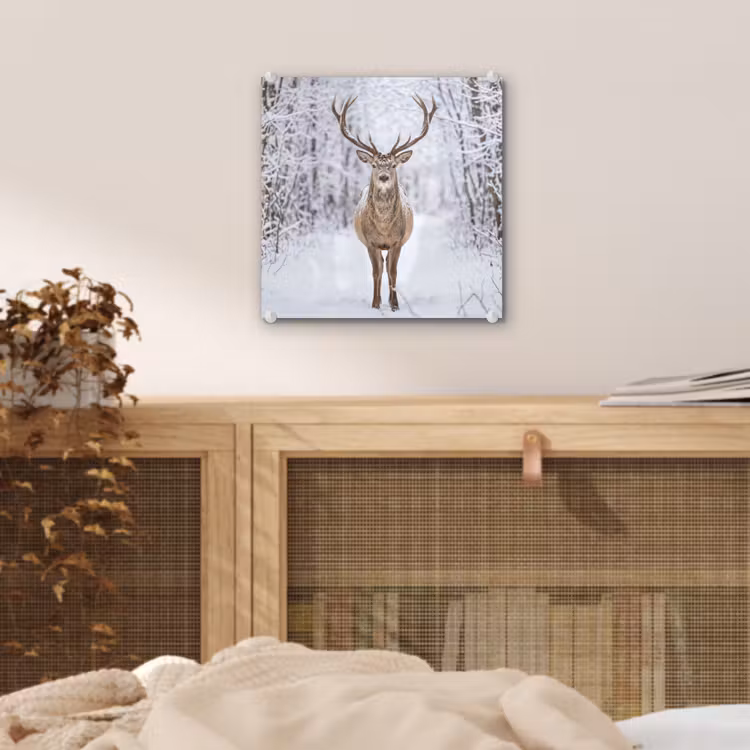 Hert - Winter - Bos - Natuur - Wit plexiglas 5mm klein -sfeer4