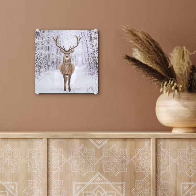 Hert - Winter - Bos - Natuur - Wit plexiglas 5mm klein -sfeer5