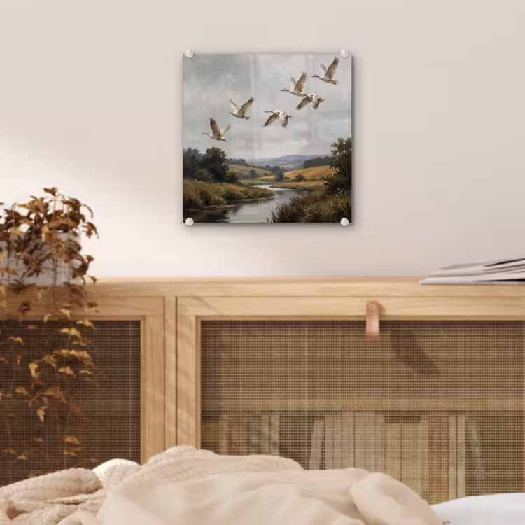 Eenden - Rivier - Landschap - Vlucht - Nostalgisch plexiglas 5mm klein -sfeer4
