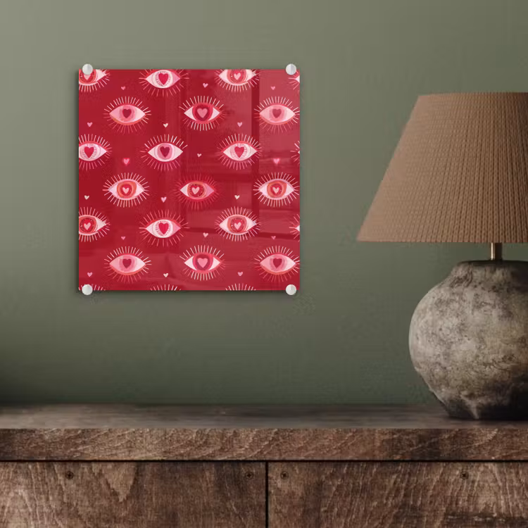 Ogen - Patroon - Roze - Donkerrood plexiglas 5mm klein 11 -sfeer3