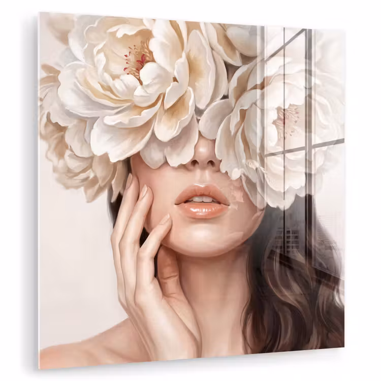 Gezicht - Pioenrozen - Crème plexiglas 5mm klein -zzzproduct_nieuw